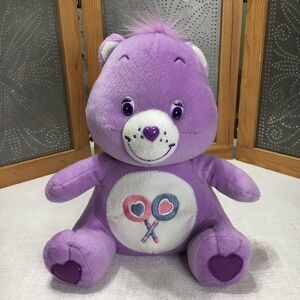 Care Bears Share Bear 12" Plush Purple Lollipops Stuffed Animal Toy 2005